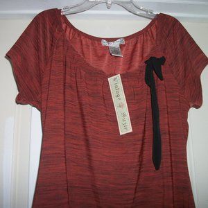 VINTAGE SUSIE NWT RUSTY BROWN BLK KNIT BL LG